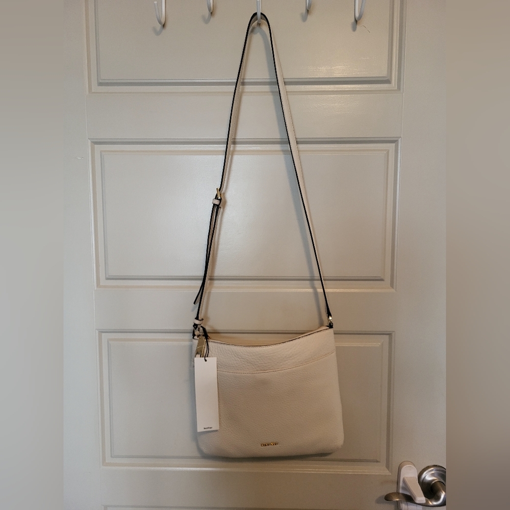 Calvin Klein NWT Cream Leather Crossbody Bag 10"